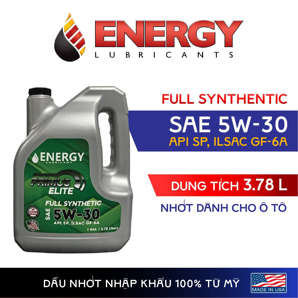 Nhớt xe ÔTÔ Primus Elite Full Synthetic SAE 5W-30 API SP, ILSAC GF-6A